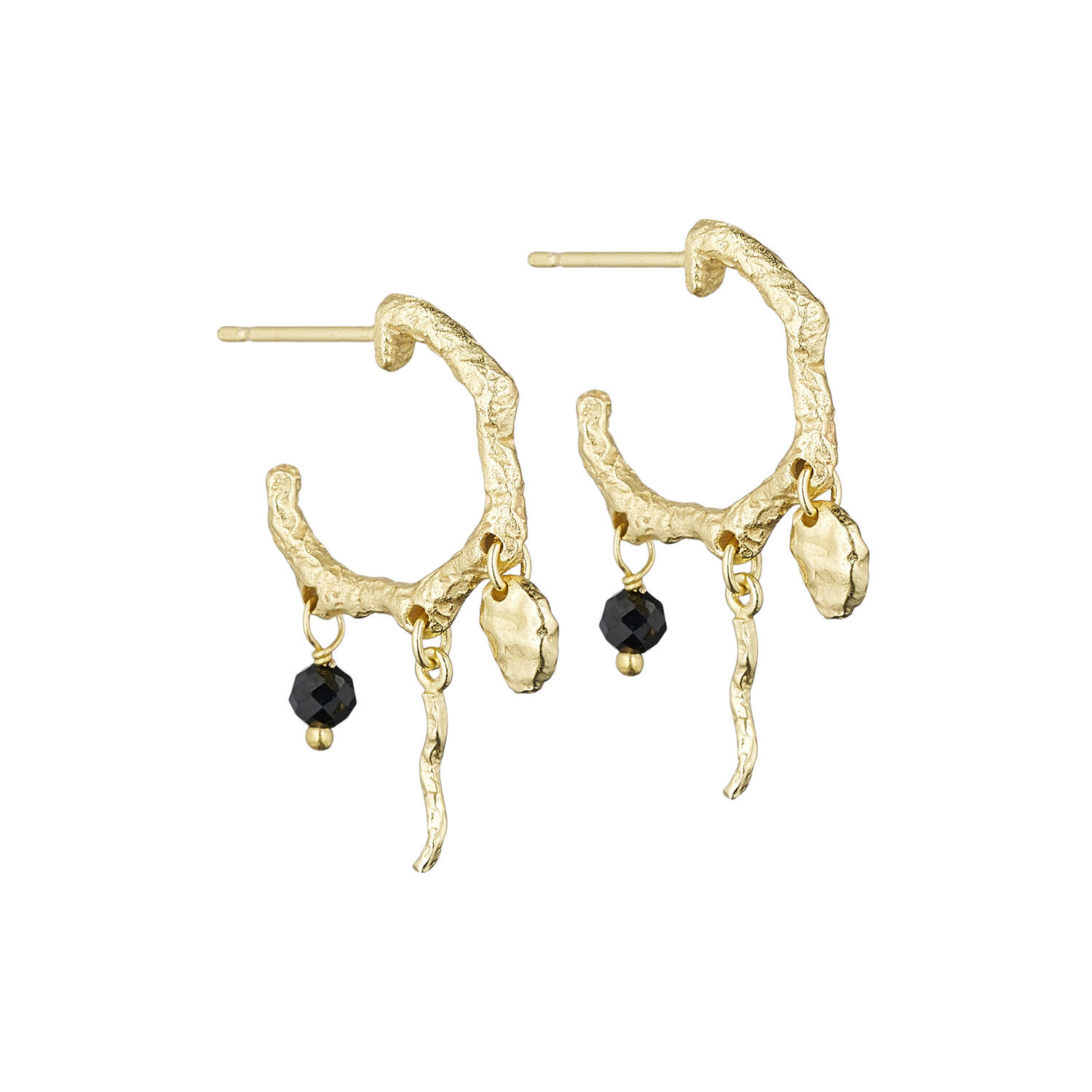 Andrea foil øreringe, guldbelagt/black onyx