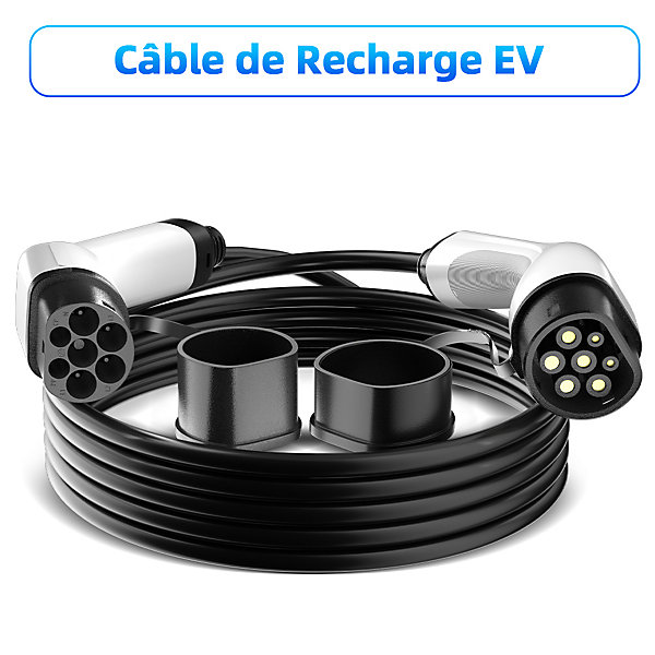 JATRHG câble de recharge 11kW / 16A triphasé, 10m, type 2 vers type 2, pour véhicules électriques et hybrides rechargeables