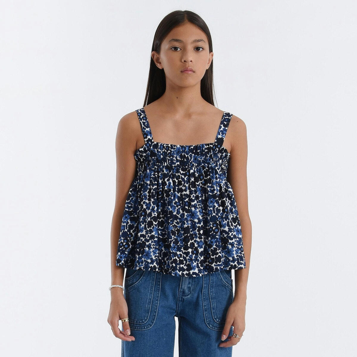 Blouse à bretelles, imprimé fleurs