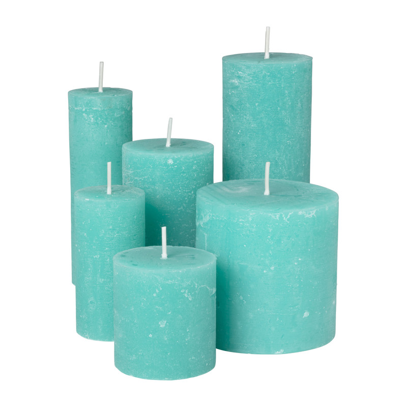 Kaars rustiek - groen - &Oslash;5x15 cm