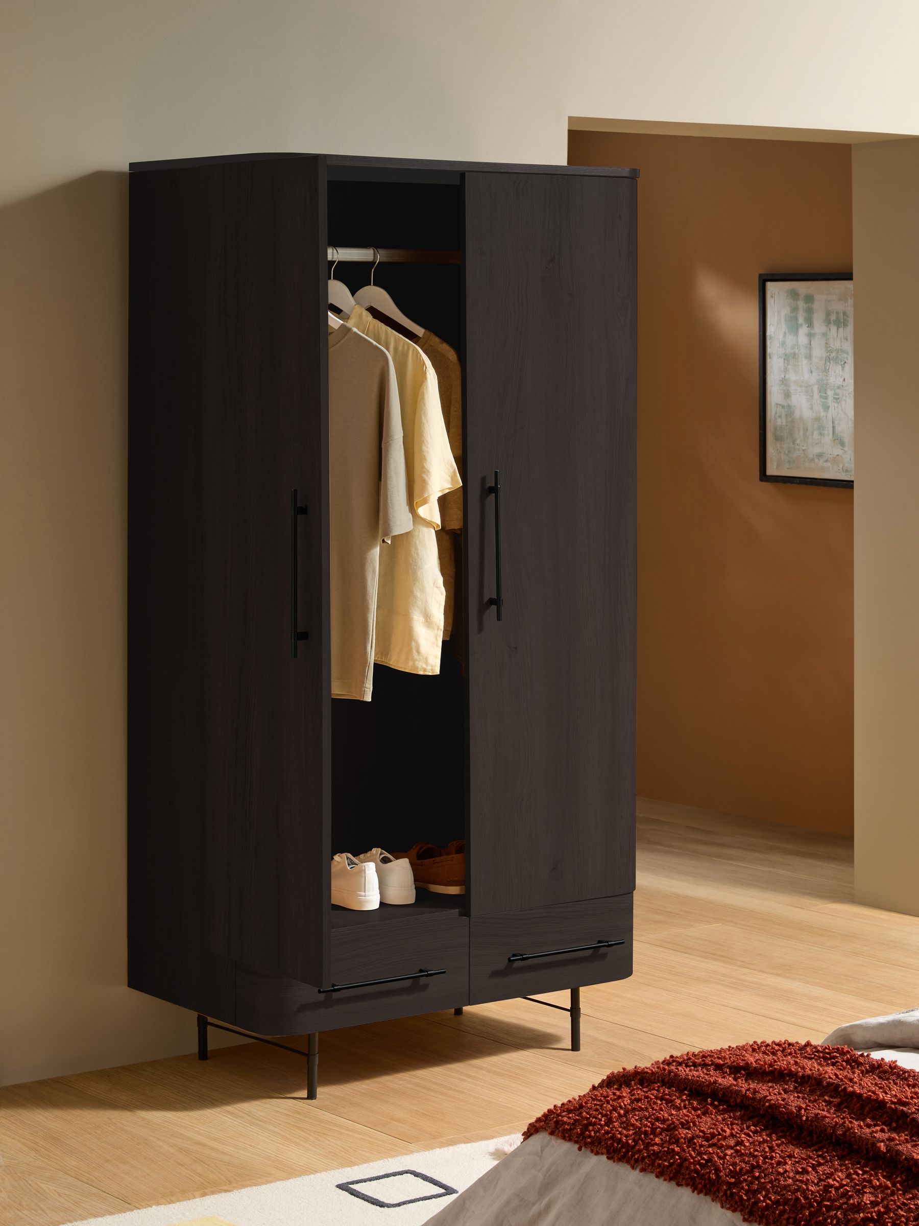 Dark Oak Effect Zeke Double Wardrobe