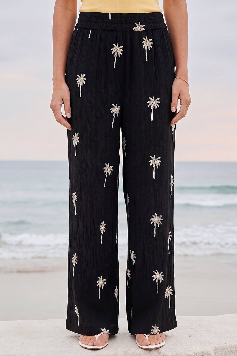 Roman Sequin Palm Tree Trouser