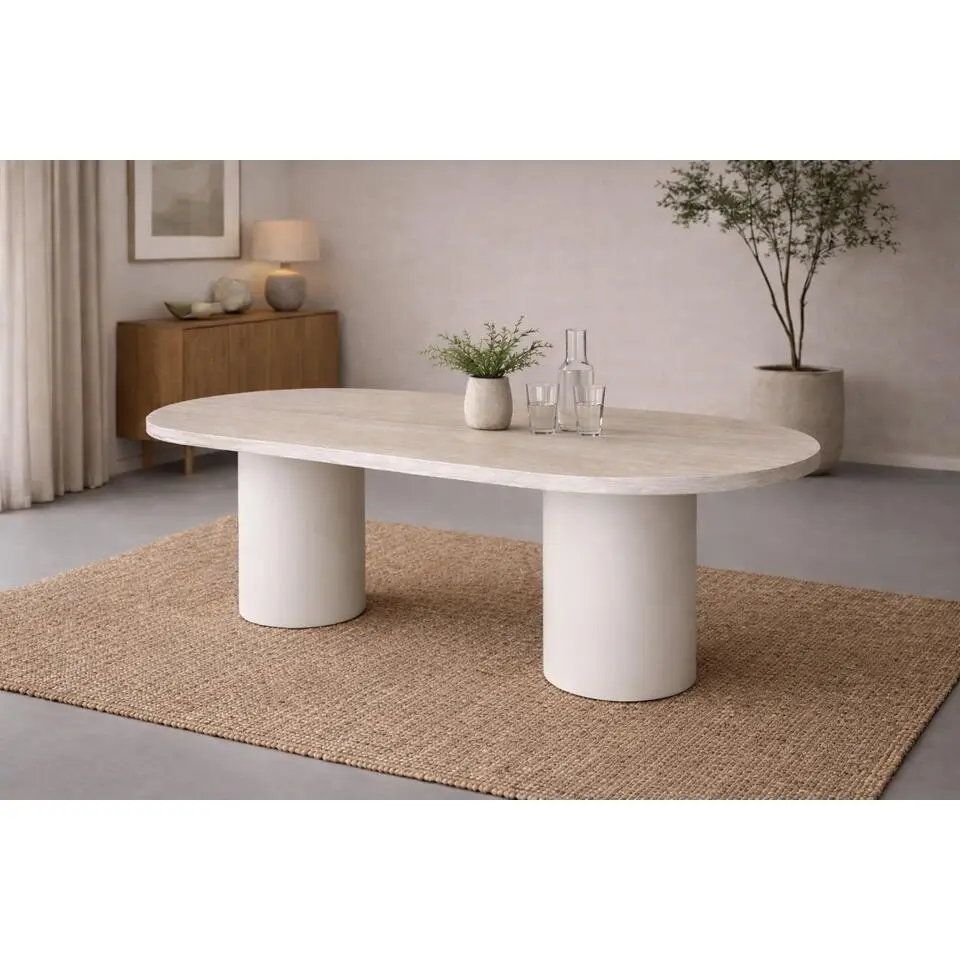 Eettafel Ovaal Beige Hout - 200x100x75cm - Narvik