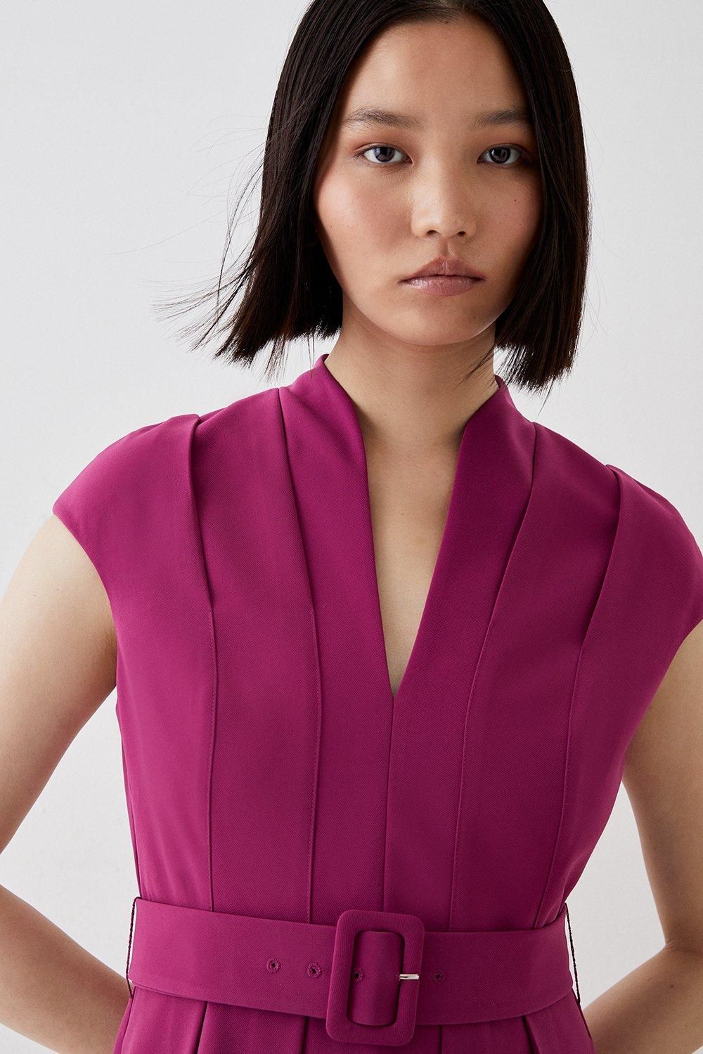 Coast Belted Full Skirt Midi Dress