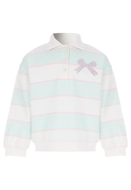 Younger Girls Mint Stripe Bow Sweatshirt Top