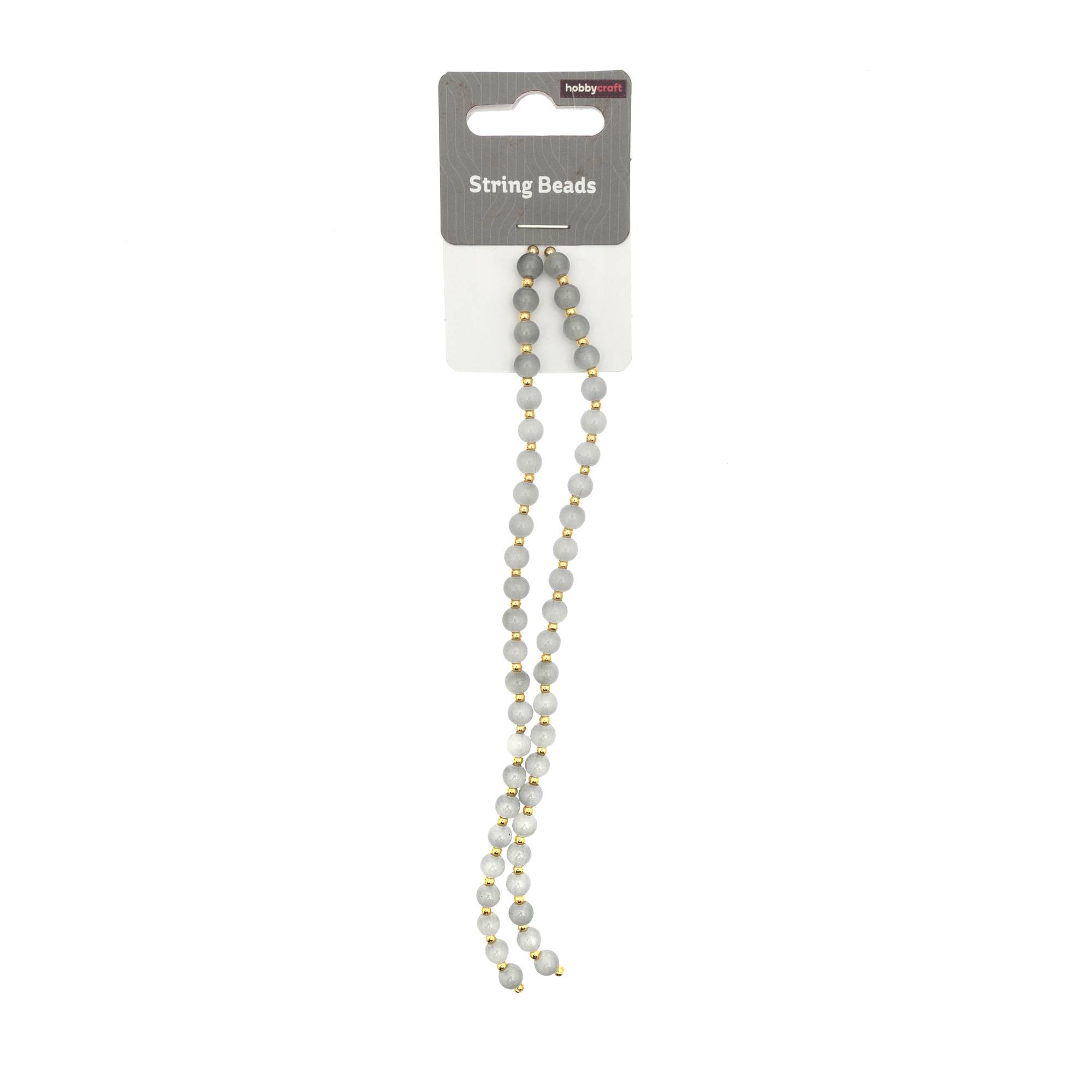 Grey and Gold String Beads 18cm 2 Pack