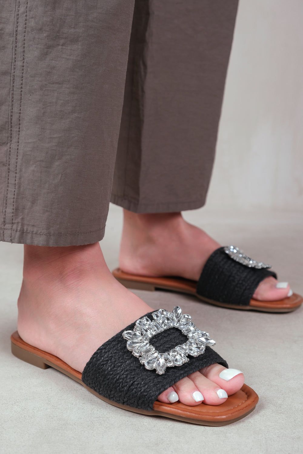 Where's That From Farrah' Flat Sandals With Embellished Detail Single Band