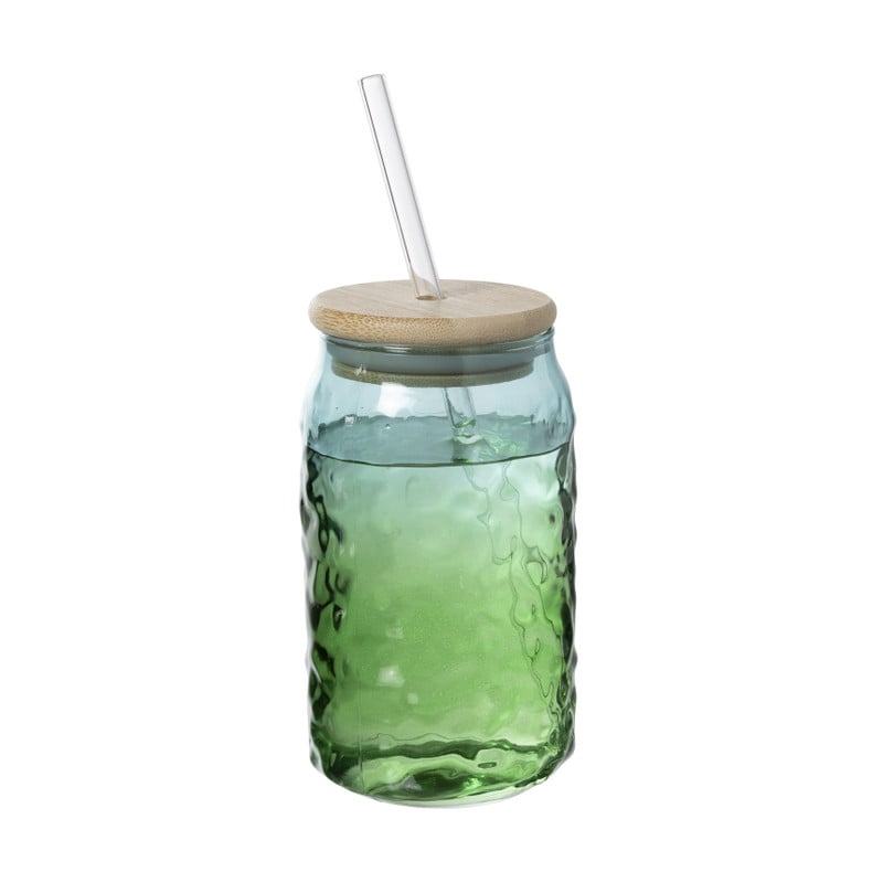 Mason jar iriserend - groen - &Oslash;7.5x14 cm