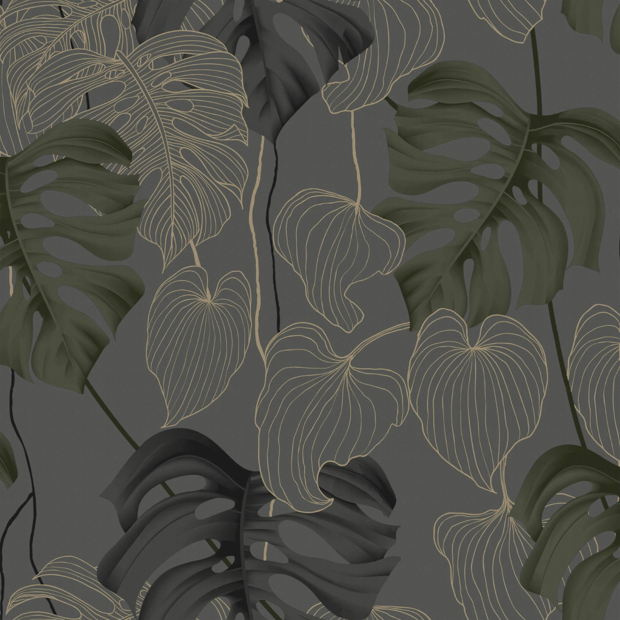 PARADISO - Papier peint intissé paradiso feuillage gris 1005x52cm