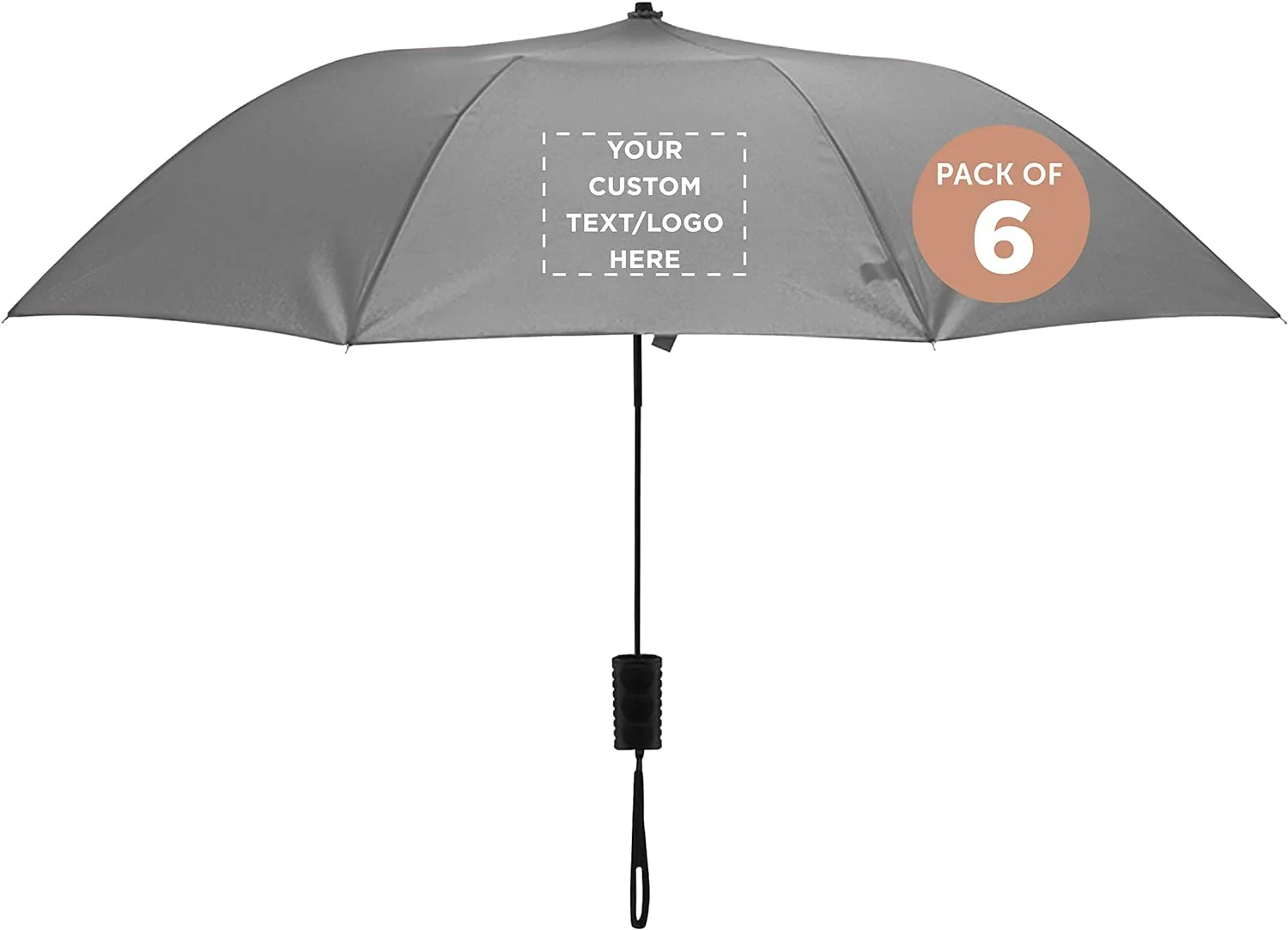 DISCOUNT PROMOS Compact Manual Folding Umbrellas('- Custom - Grey/12 umbrellas)