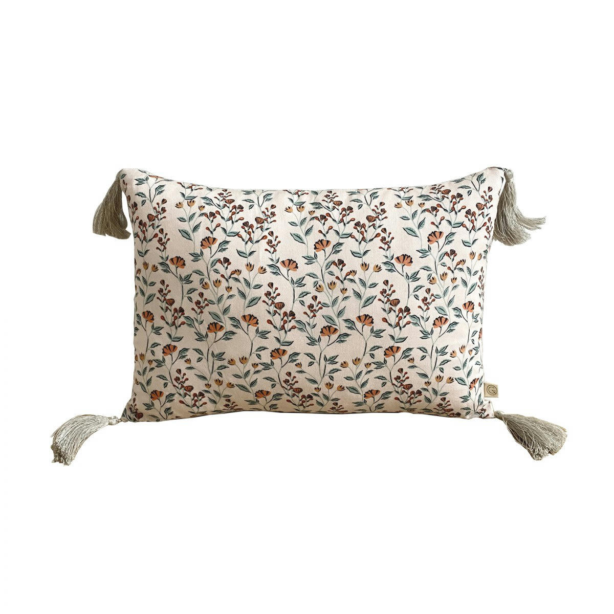 MAINTENANT - Coussin en lin imprimé fleuri rose 25x35