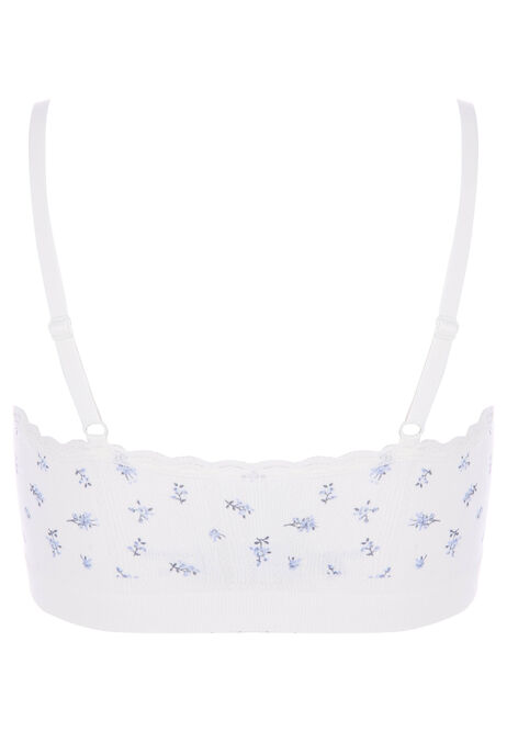 Older Girls White Ditsy Pointelle Comfort Bra