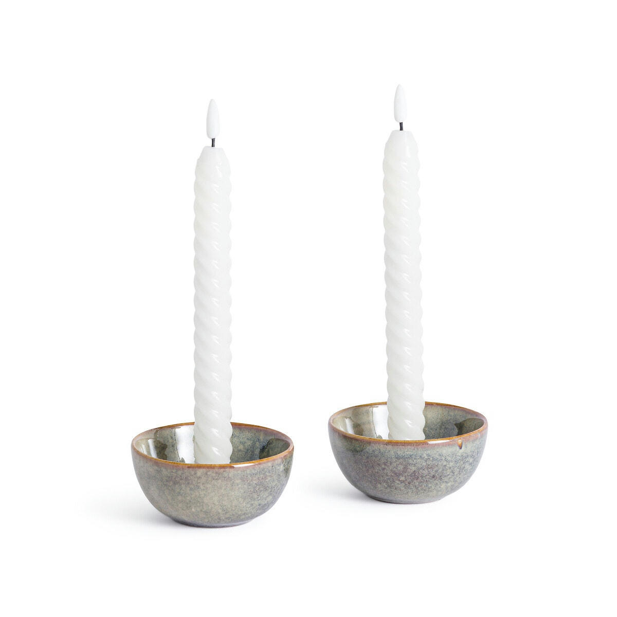 Lot de 2 bougies Led torsadées, Galaty