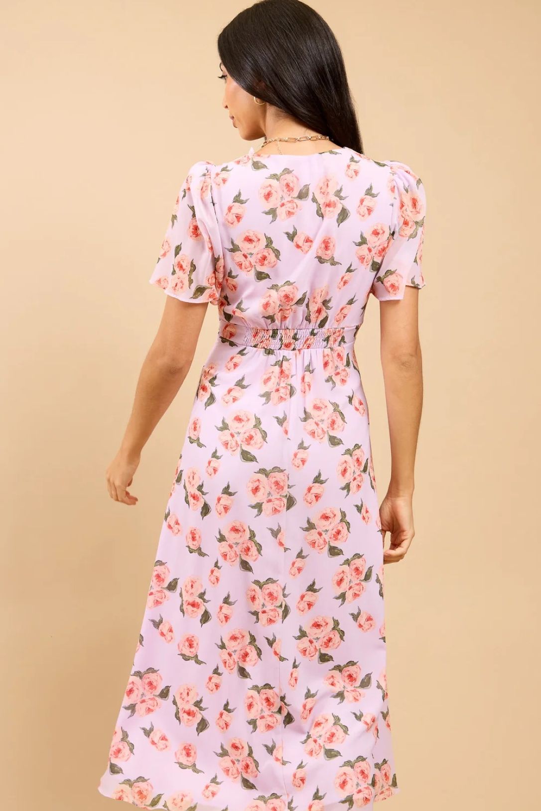 Little Mistress Lilac Floral Print Midaxi Dress