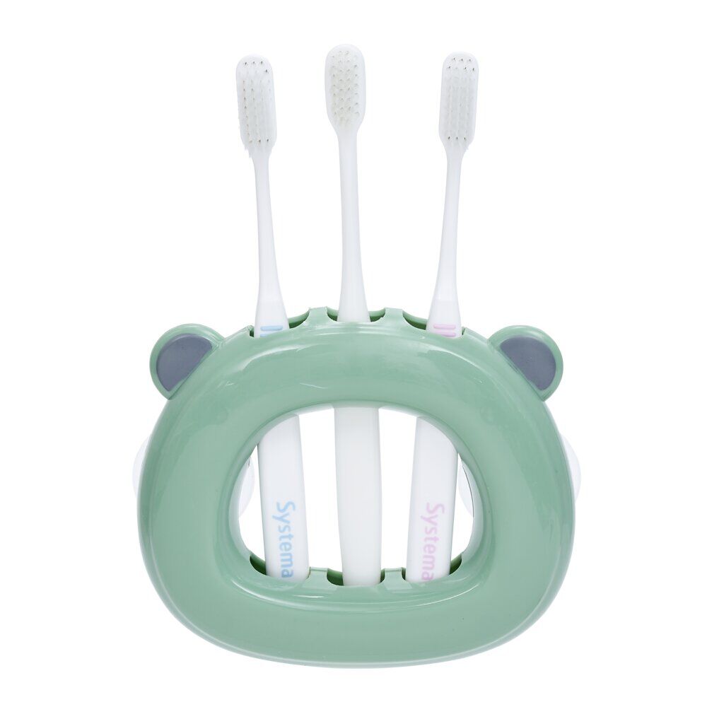 Support 3 brosses à dents enfant vert