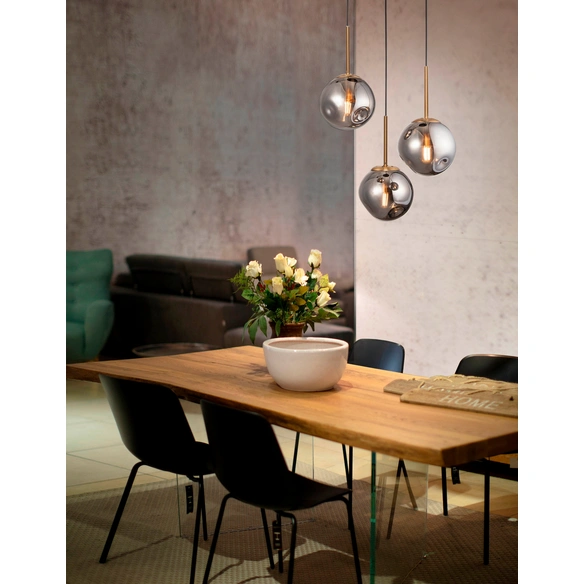 Pendelleuchte »Spada «, LED, 3-flammig, goldfarben/schwarz/rauchgrau