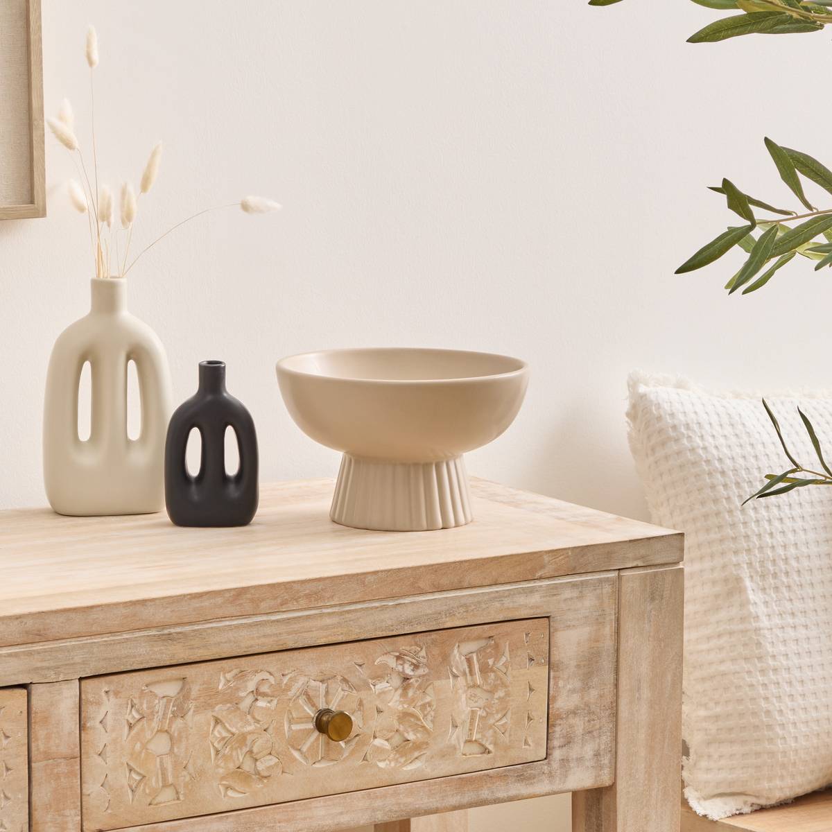 Bowl "Chaya" Ceramic, Beige, D. 22 cm