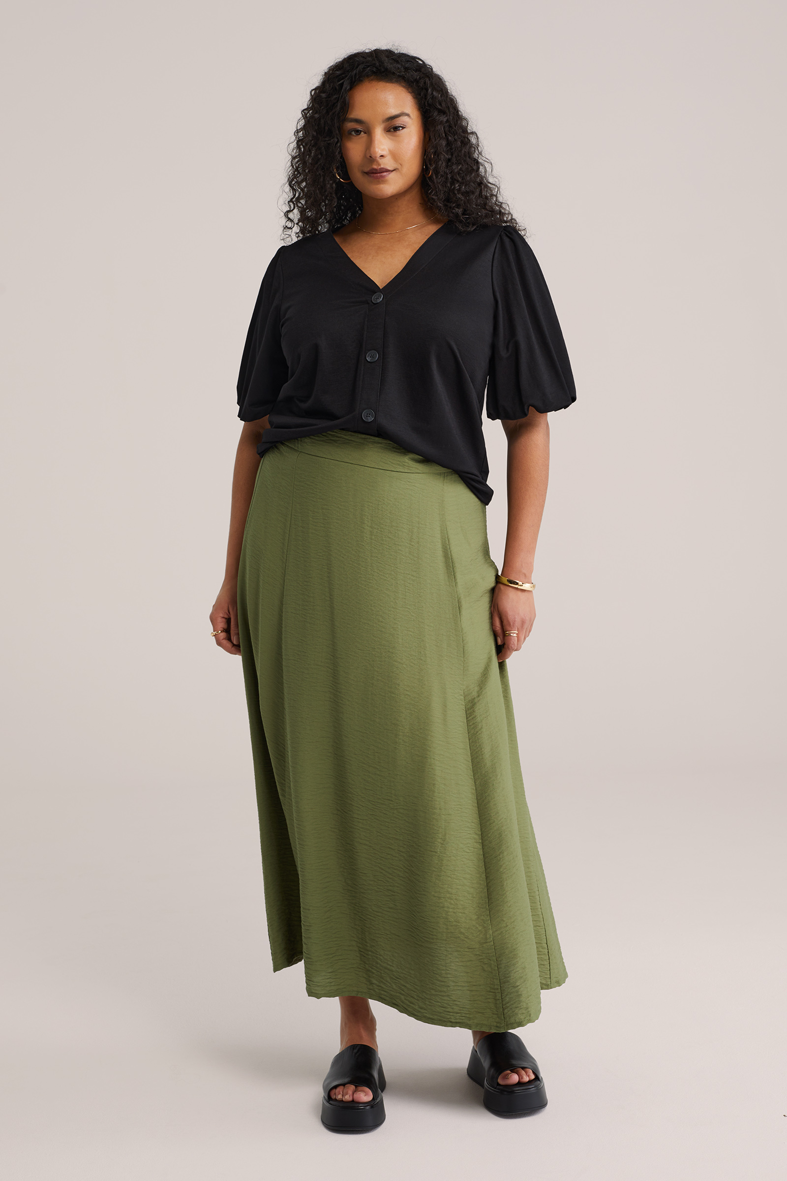 Dames jersey top met ballonmouwen - Curve