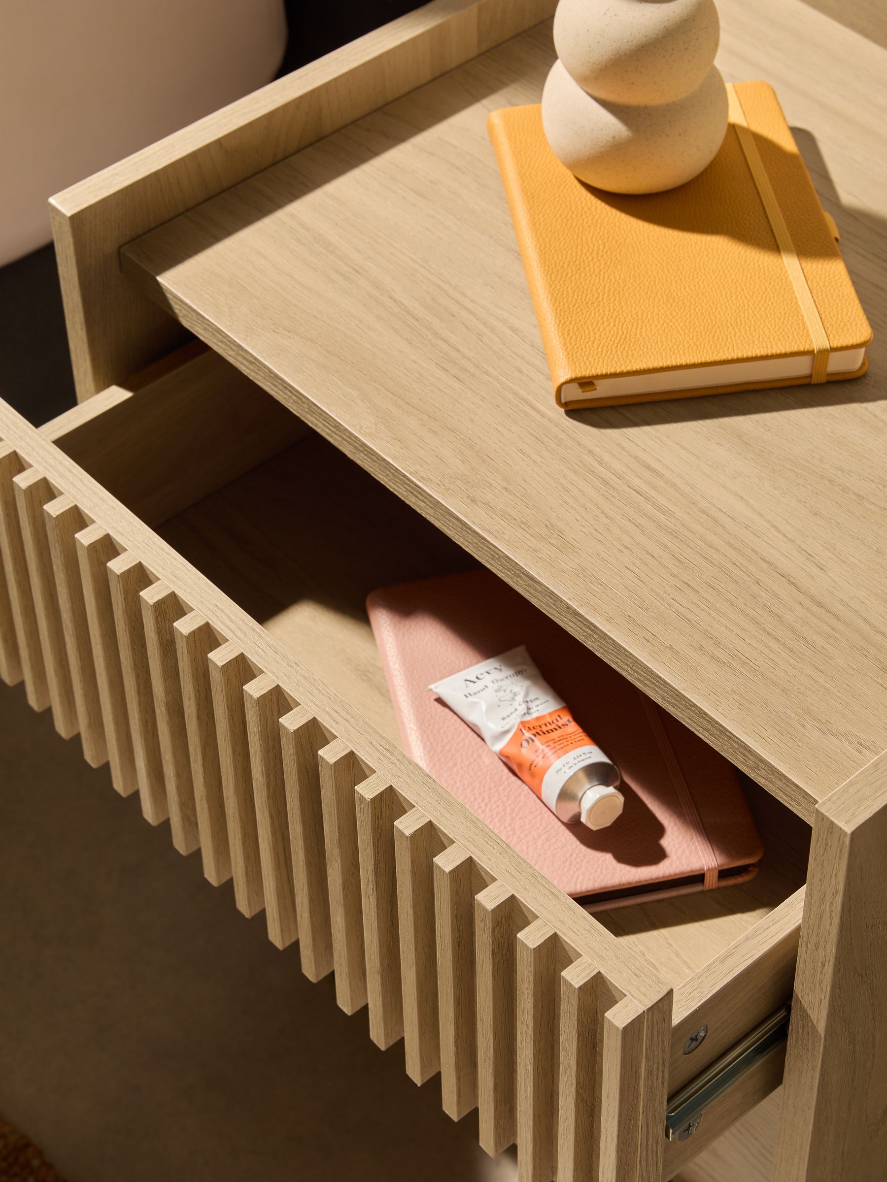 Blaze Bedside Table in Oak Effect