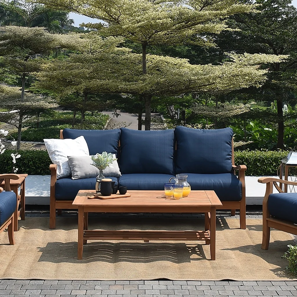 Cambridge Casual Lowell Teak Patio Sofa with Cushion