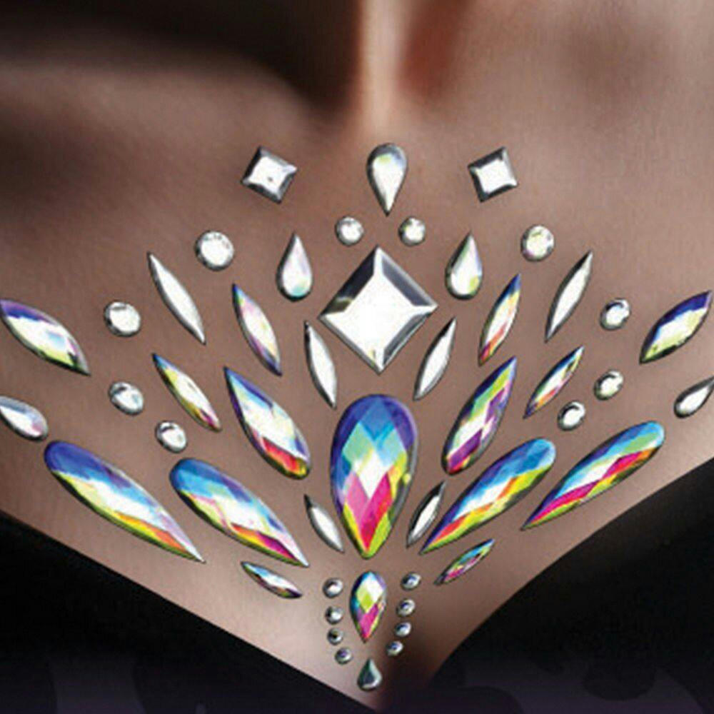 Crystal Rhinestone Body Best Gems, Silver, One Size, Wearable Costume Accessories for Halloween