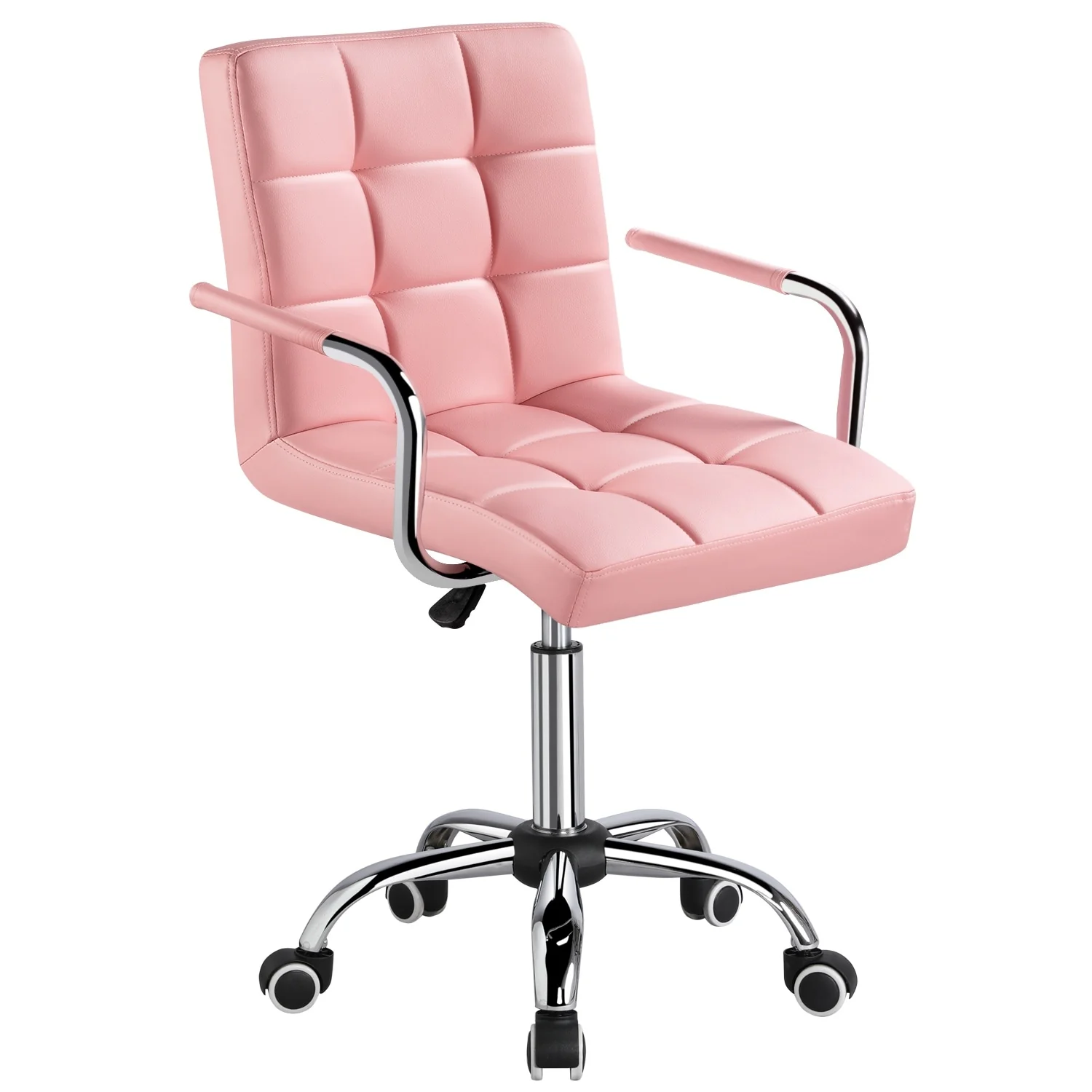 Yaheetech Adjustable Faux Leather Swivel Office Chair with Wheels