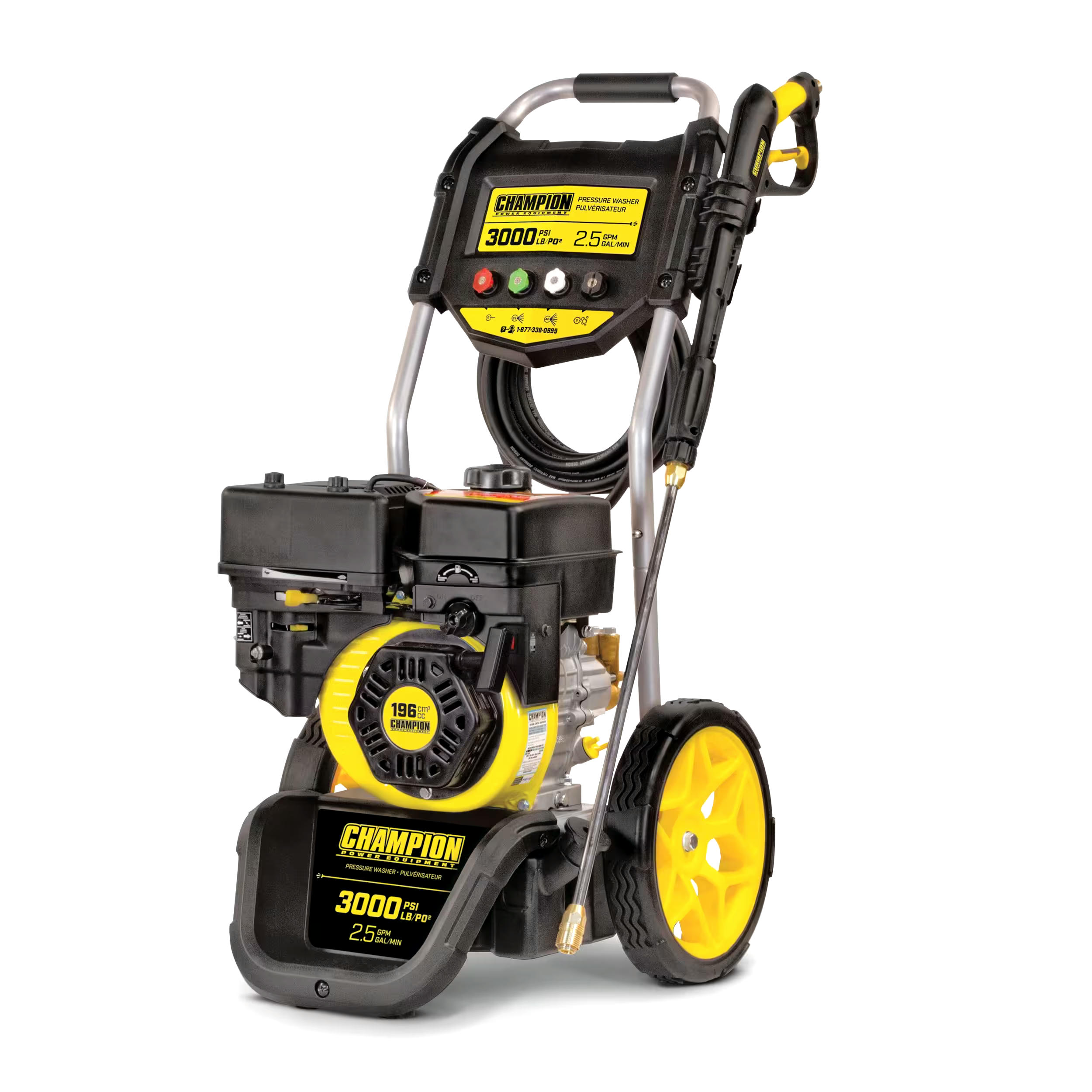 Champion 3000 PSI 2.5 GPM 196cc Engine Cold Water Wheeled Gas Pressure Washer