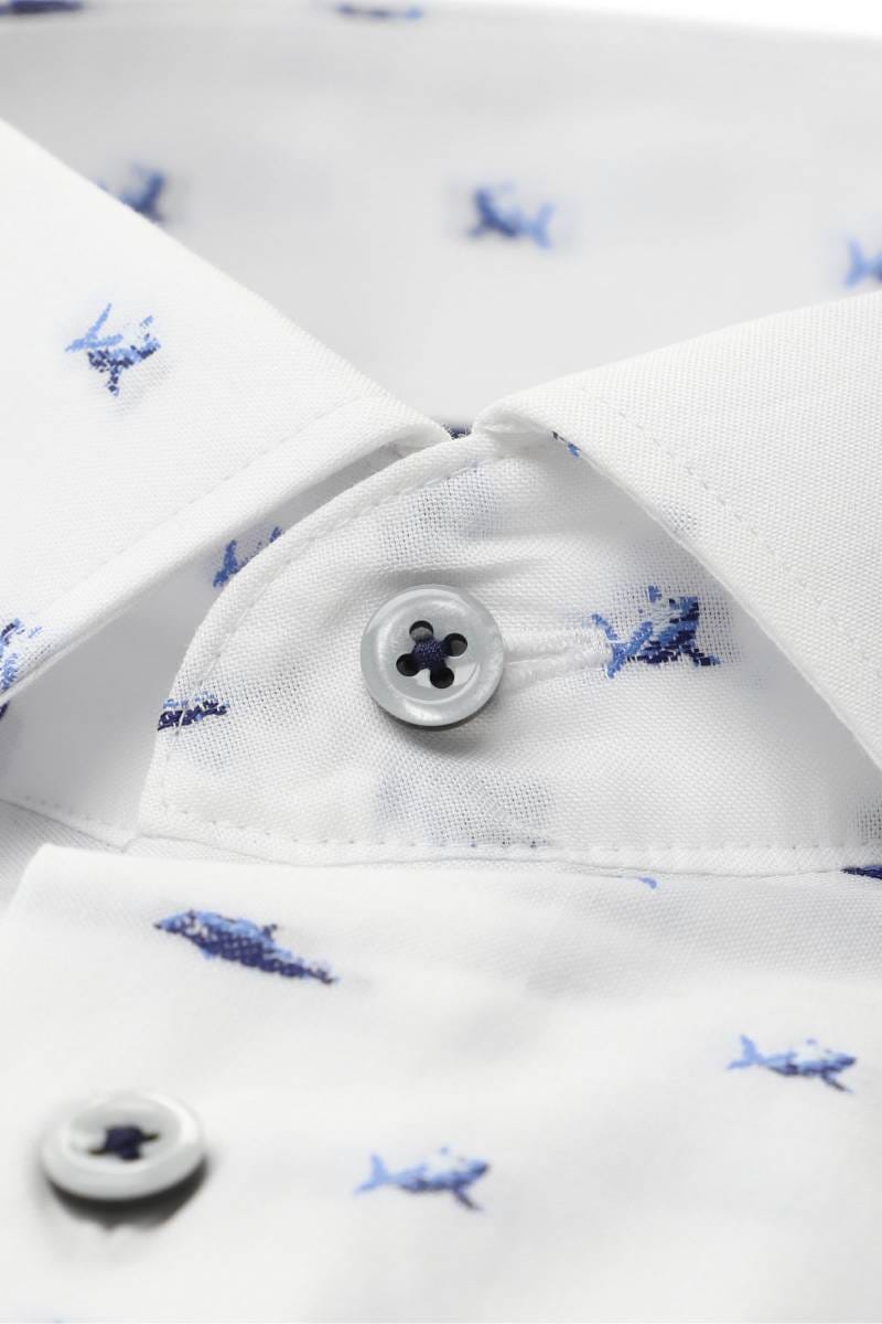 ETERNA Modern Fit Tencel Hemd blau, Gemustert