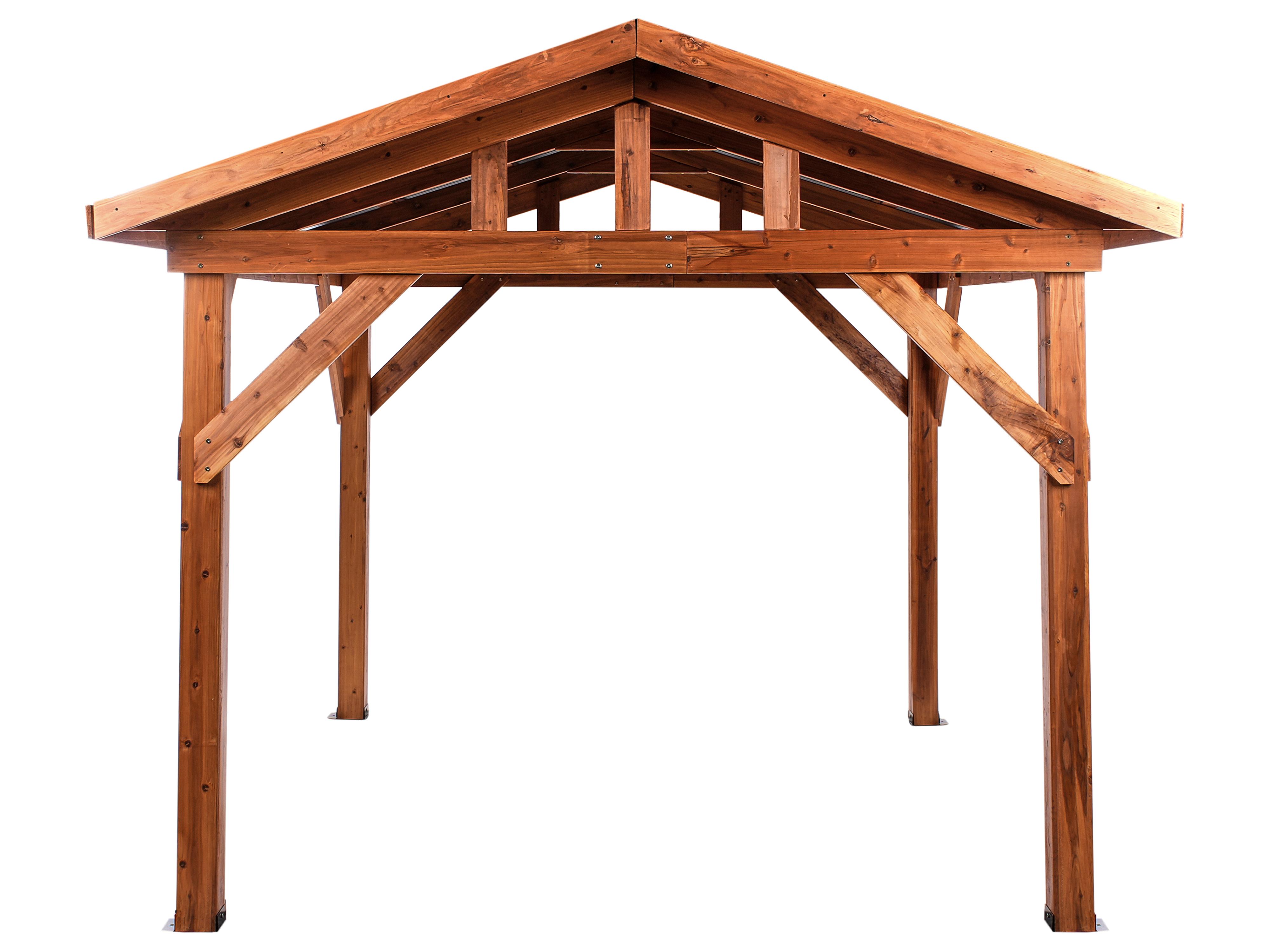 Gazebo SECCHIA Fir Wood 296 cm 350 cm Brown/ Grey