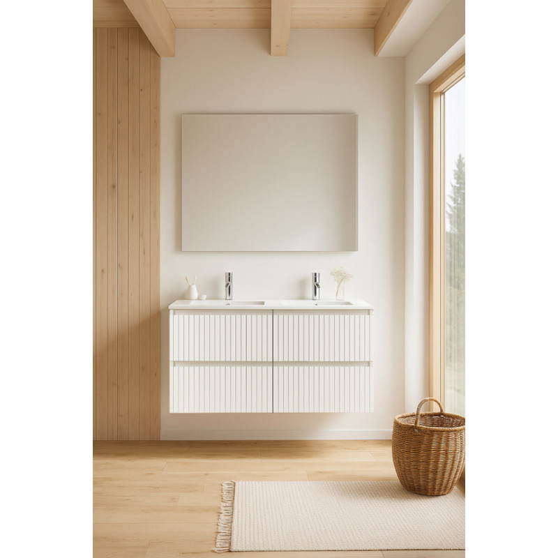 Ensemble de salle de bain Manhattan blanc brillant 120 cm THYS
