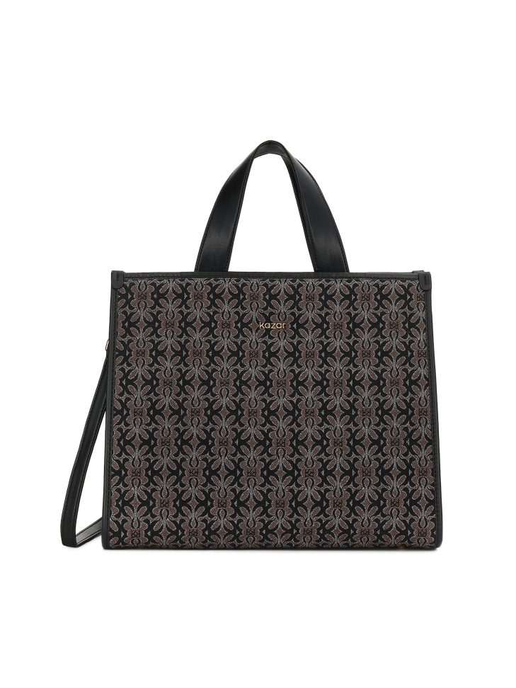 Large handbag made of patterned fabric