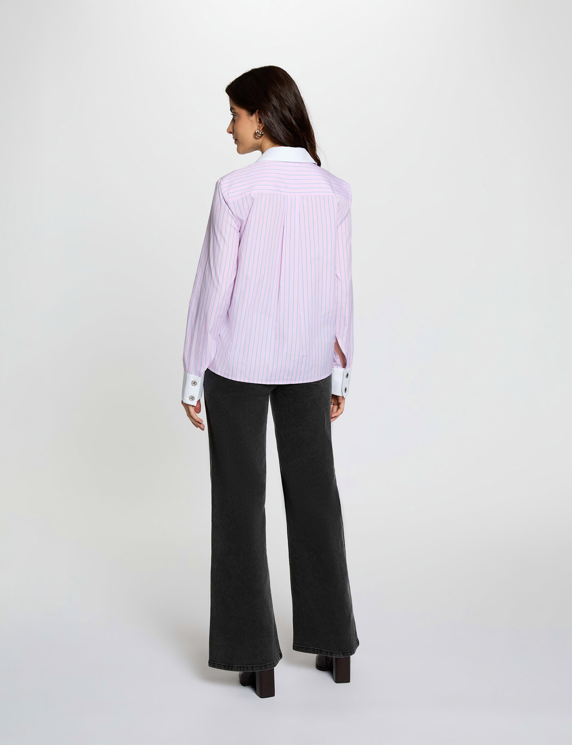 Striped Long-Sleeved Shirt Pink Women