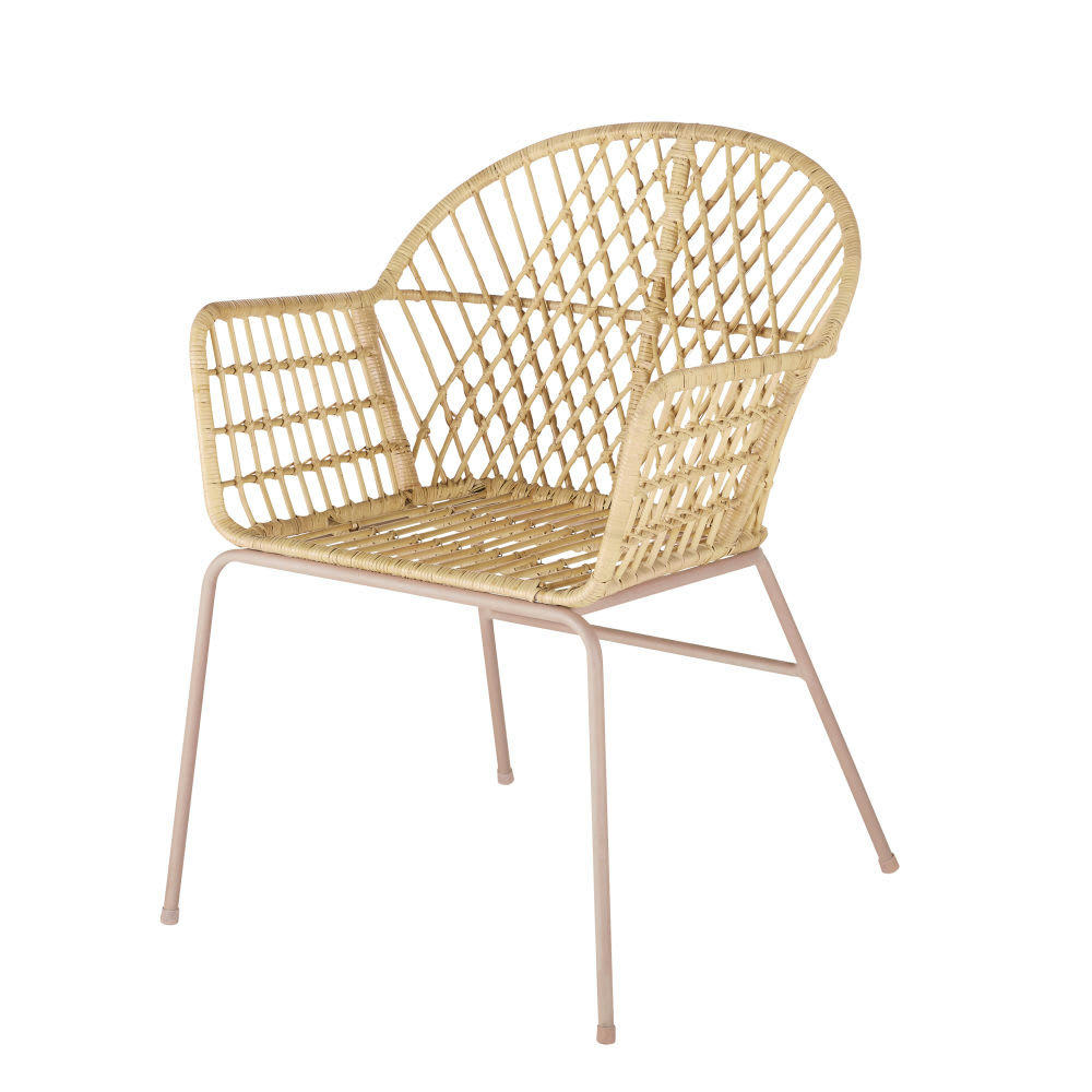 Ysee - Fauteuil enfant en rotin et métal rose