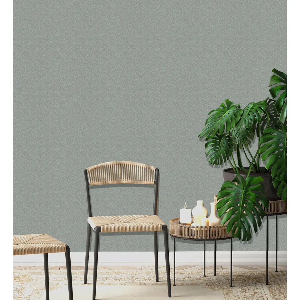 Dutch Wallcoverings - Solit&auml;r small leaf grey/green - 0,53x10,05m