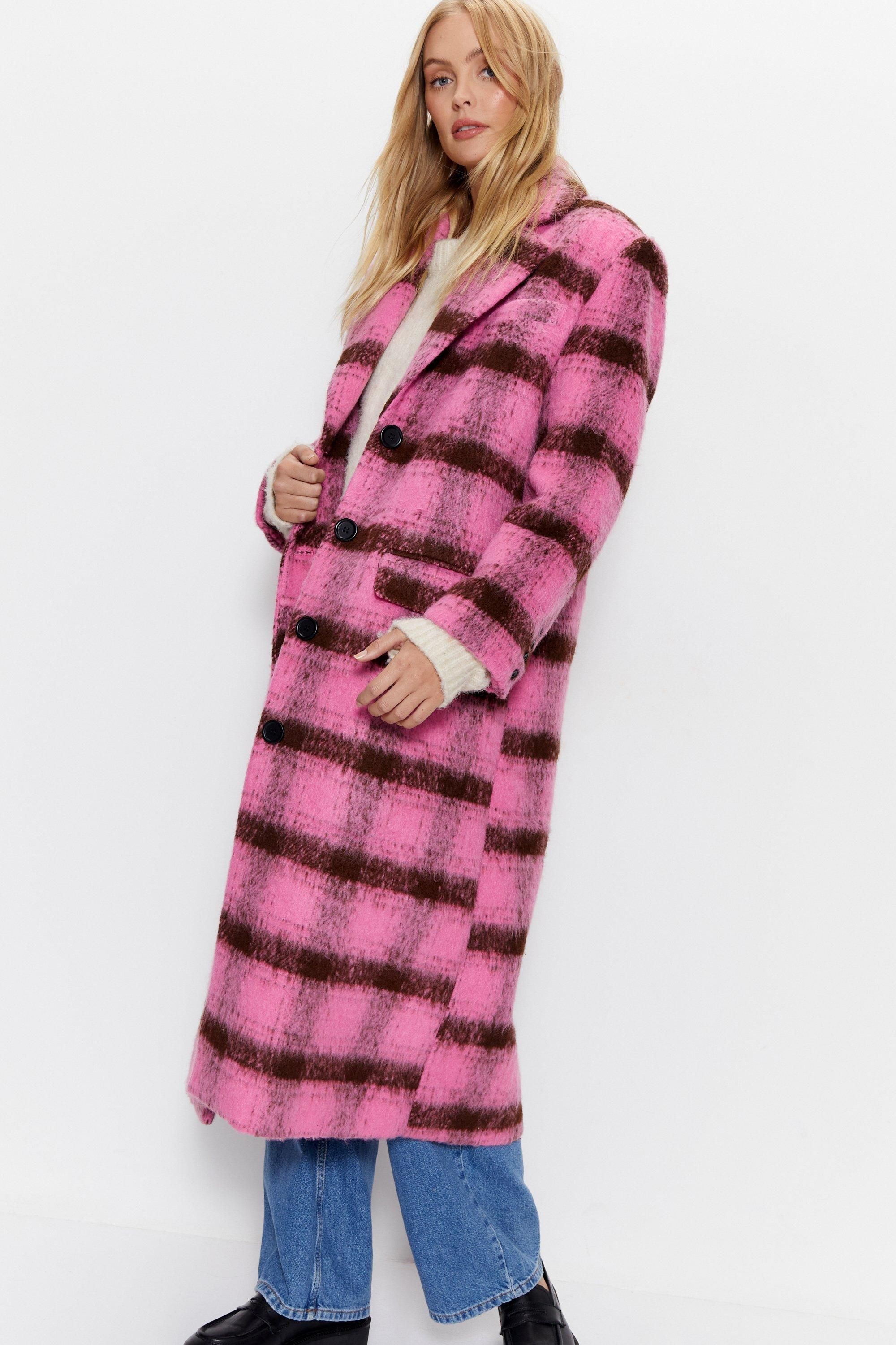 Warehouse Premium Brushed Check Tailored Coat