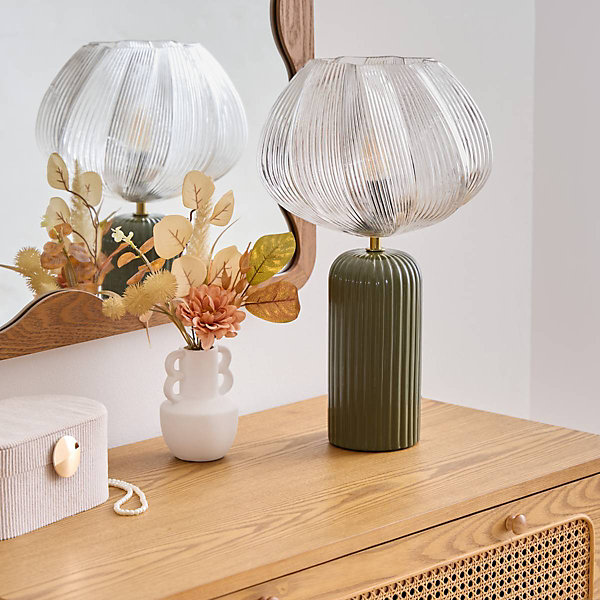 Lampe à poser Phylas vert Kaki H45,5cm - Atmosphera