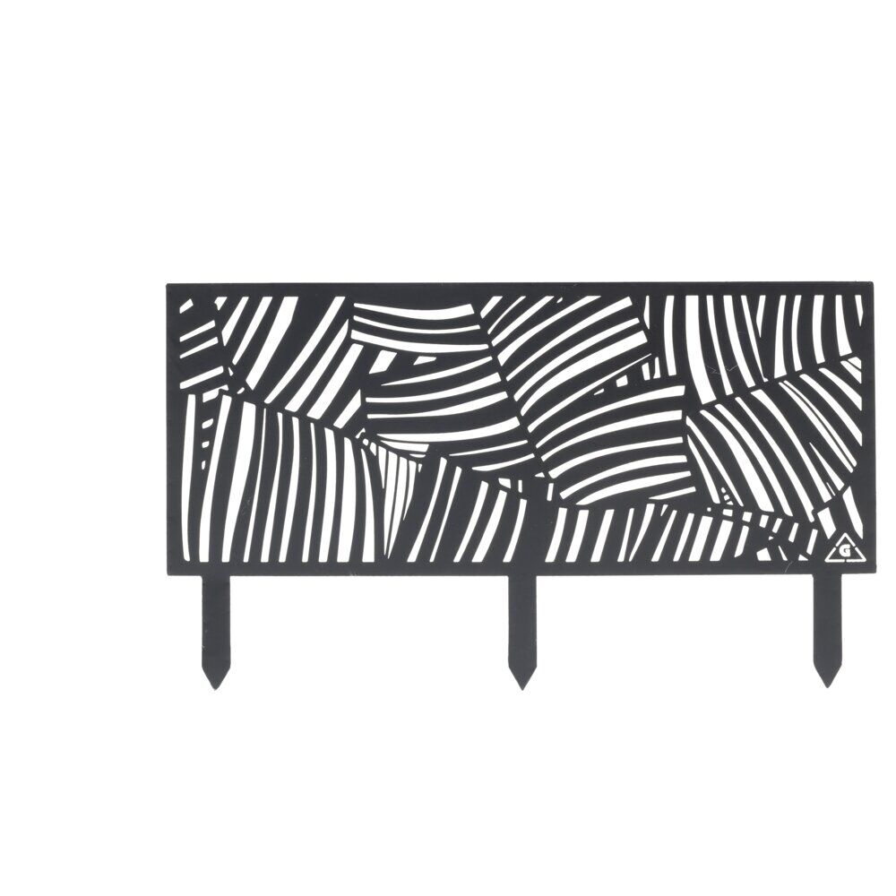 Bordure de jardin métal design feuillage ajouré noir 50xH20 cm