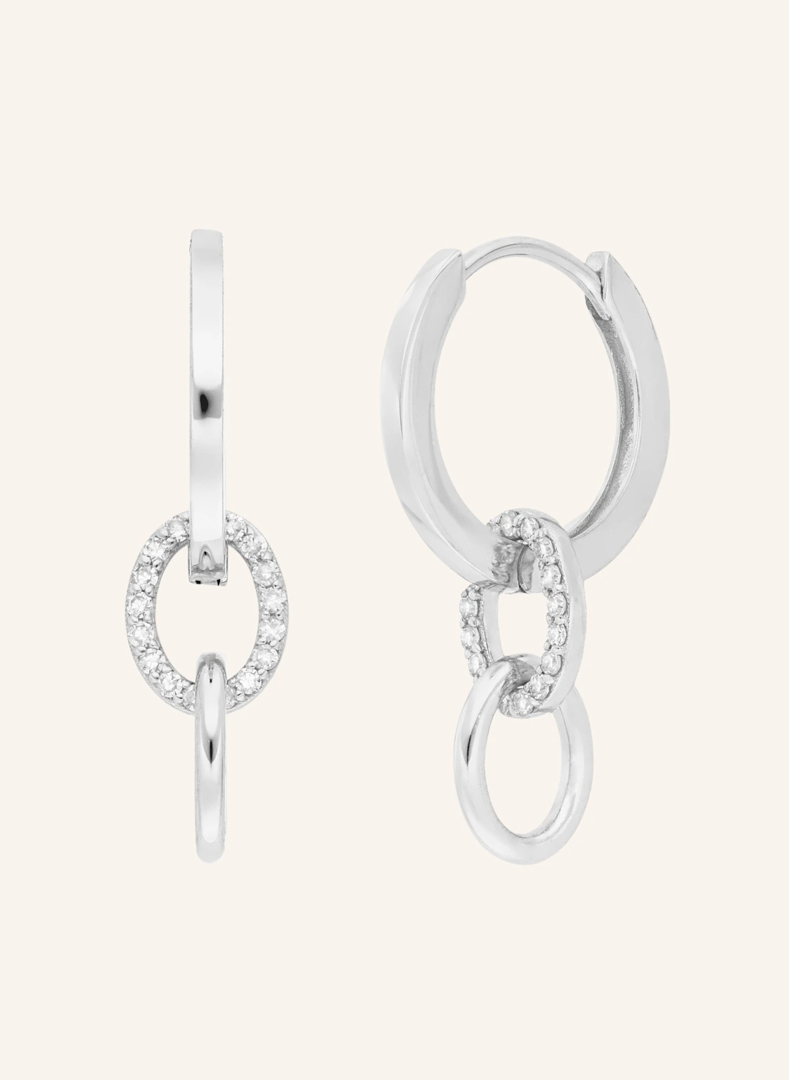 Leaf Creolen ETERNAL TOUCH aus 14 Karat Weißgold mit Diamanten