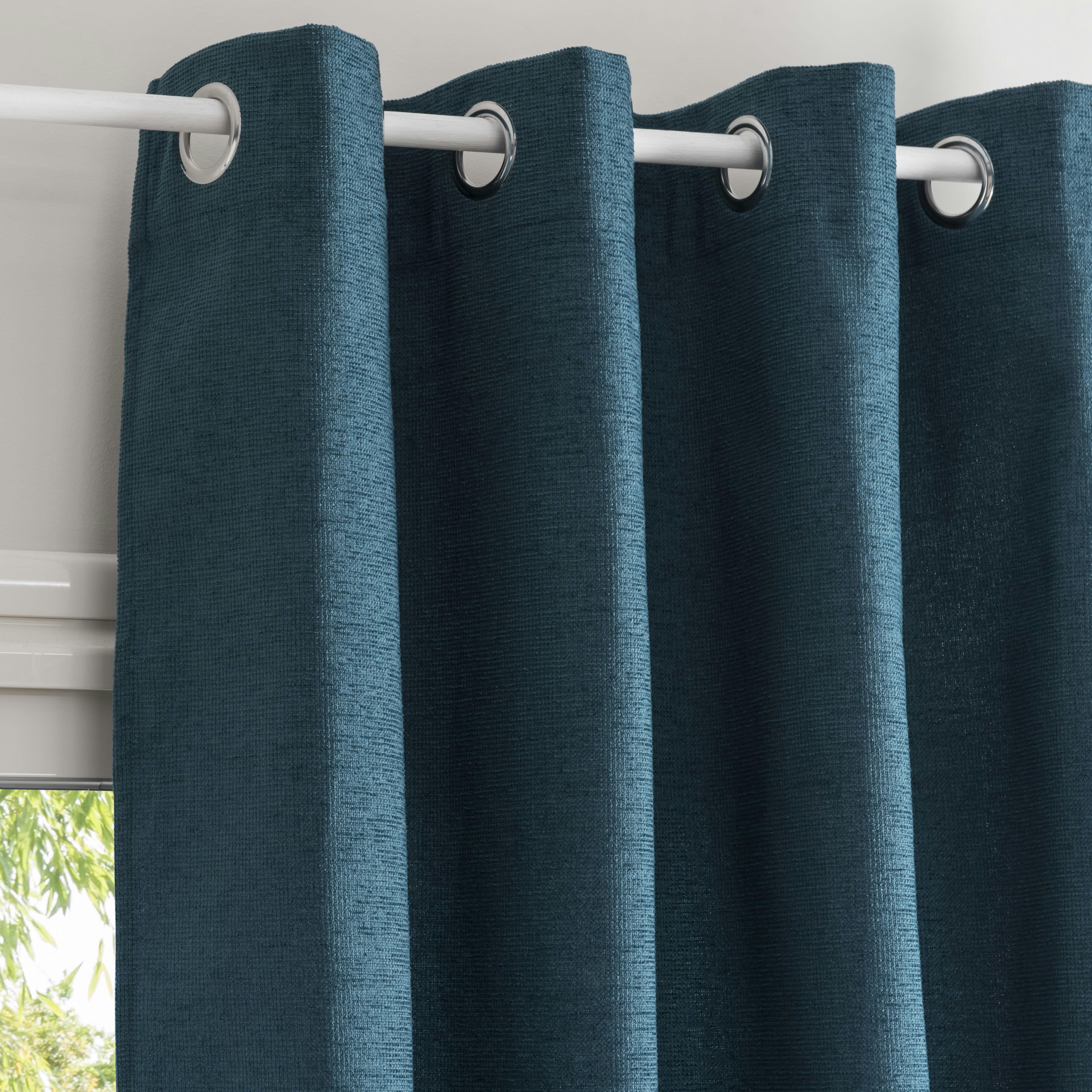 PAON - Rideau à œillets bleu paon à l'unité 140x300