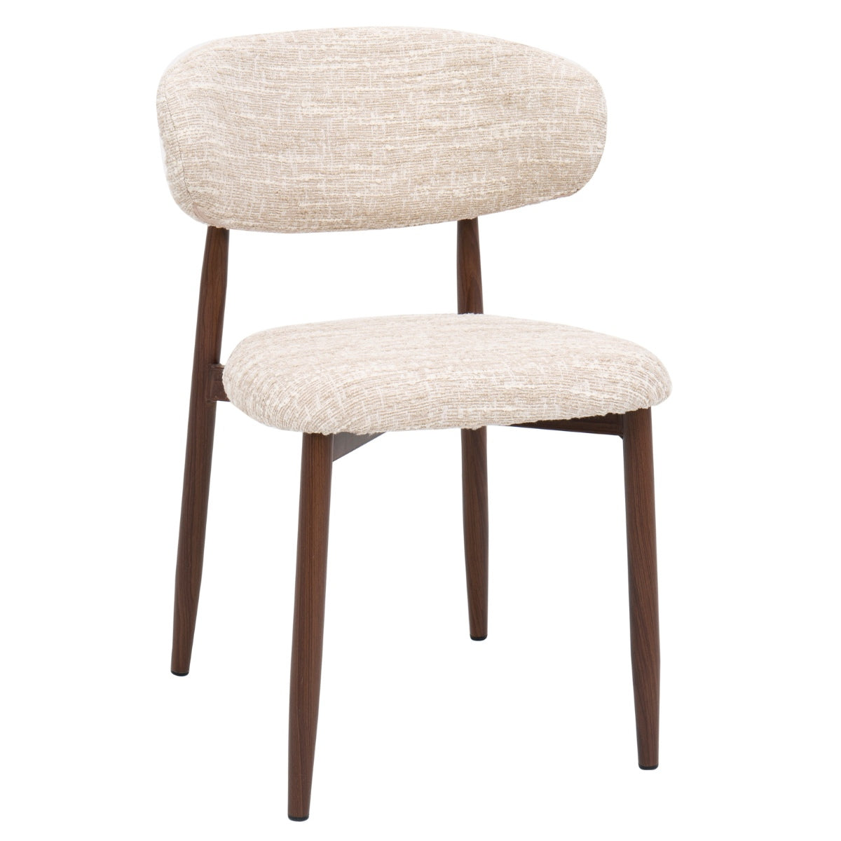 DÉJA Living Eetkamerstoel Skara - Beige/Walnoot - Set van 2