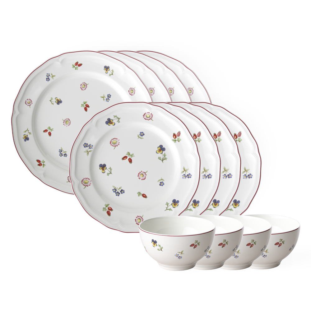 Petite Fleur Dinnerware set - White, Premium Porcelain