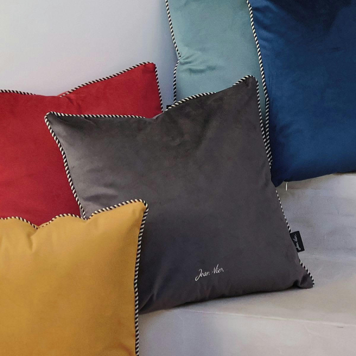 GOZOA - Housse de coussin en velours gris charbon 40x40 cm