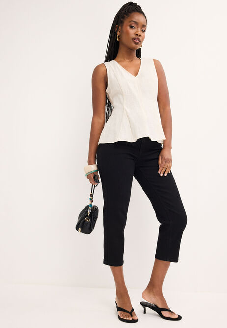 Womens Black Alexa Cropped Jeans
