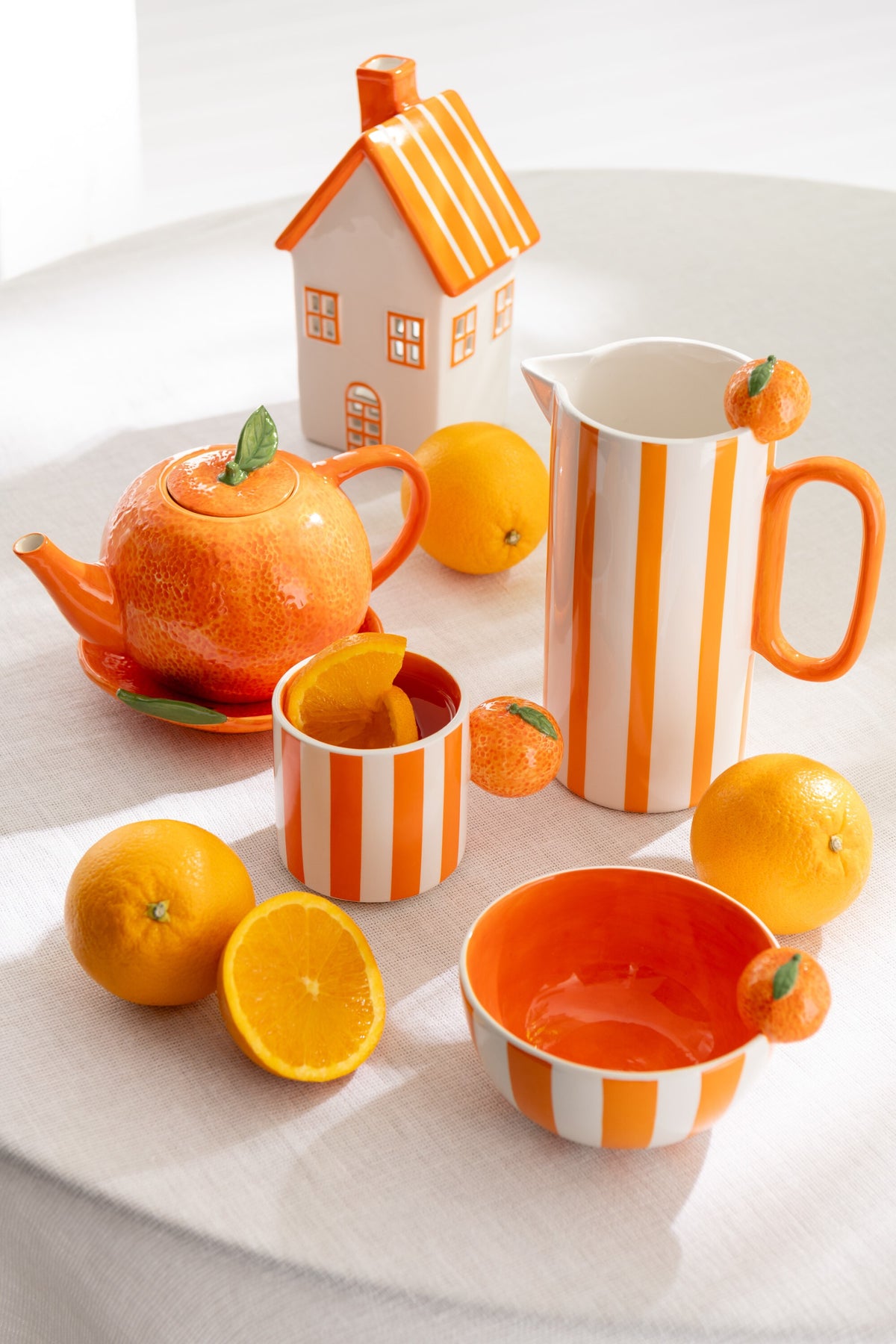 J-Line mok Fruit Dolomiet - keramiek - rood/geel/oranje - 3 stuks