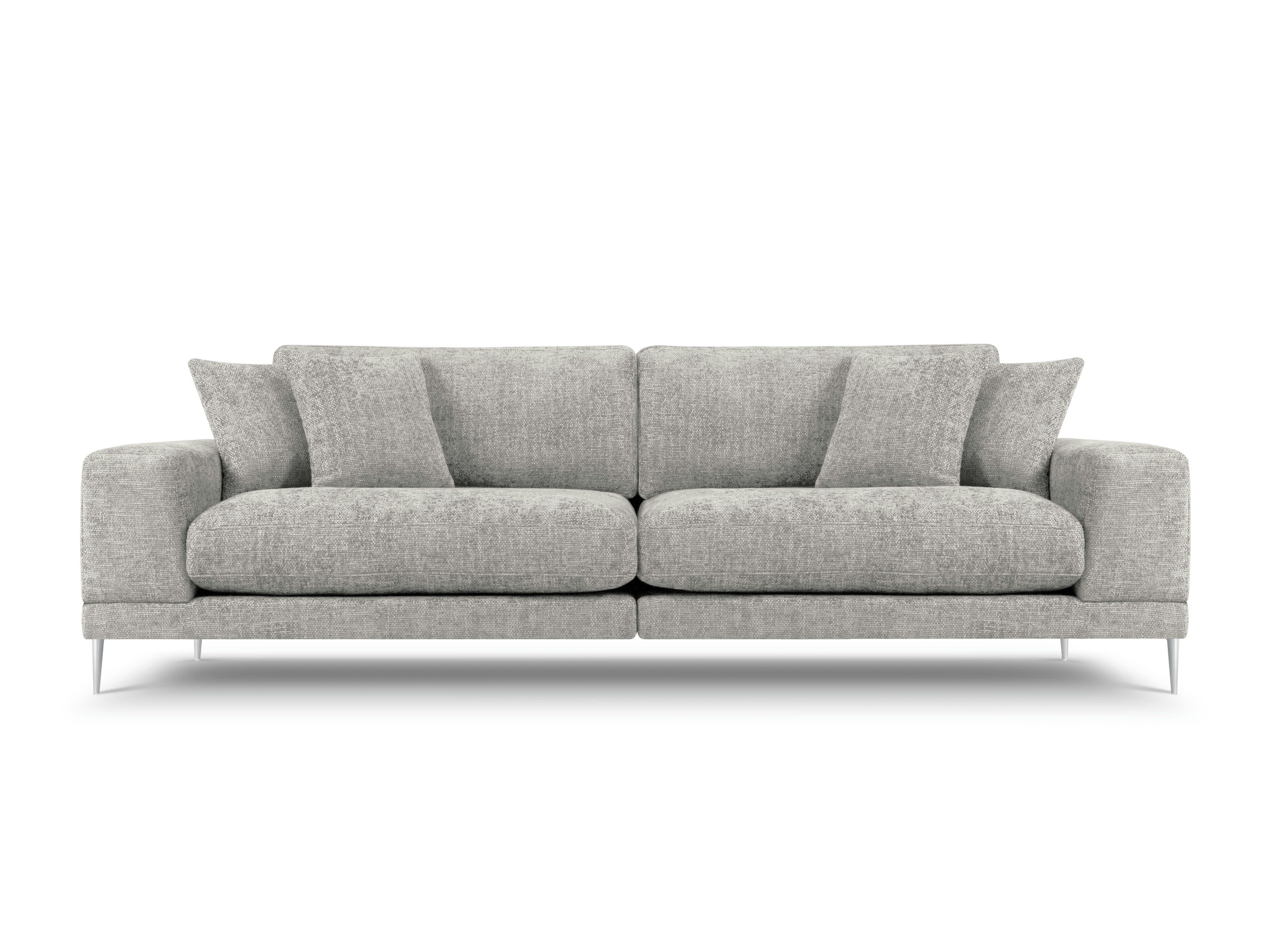 JOG - Canapé 4 places en tissu structuré gris clair