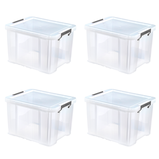 Whitefurze Allstore 36 Litre Clear Storage Box4 Pack Bundle
