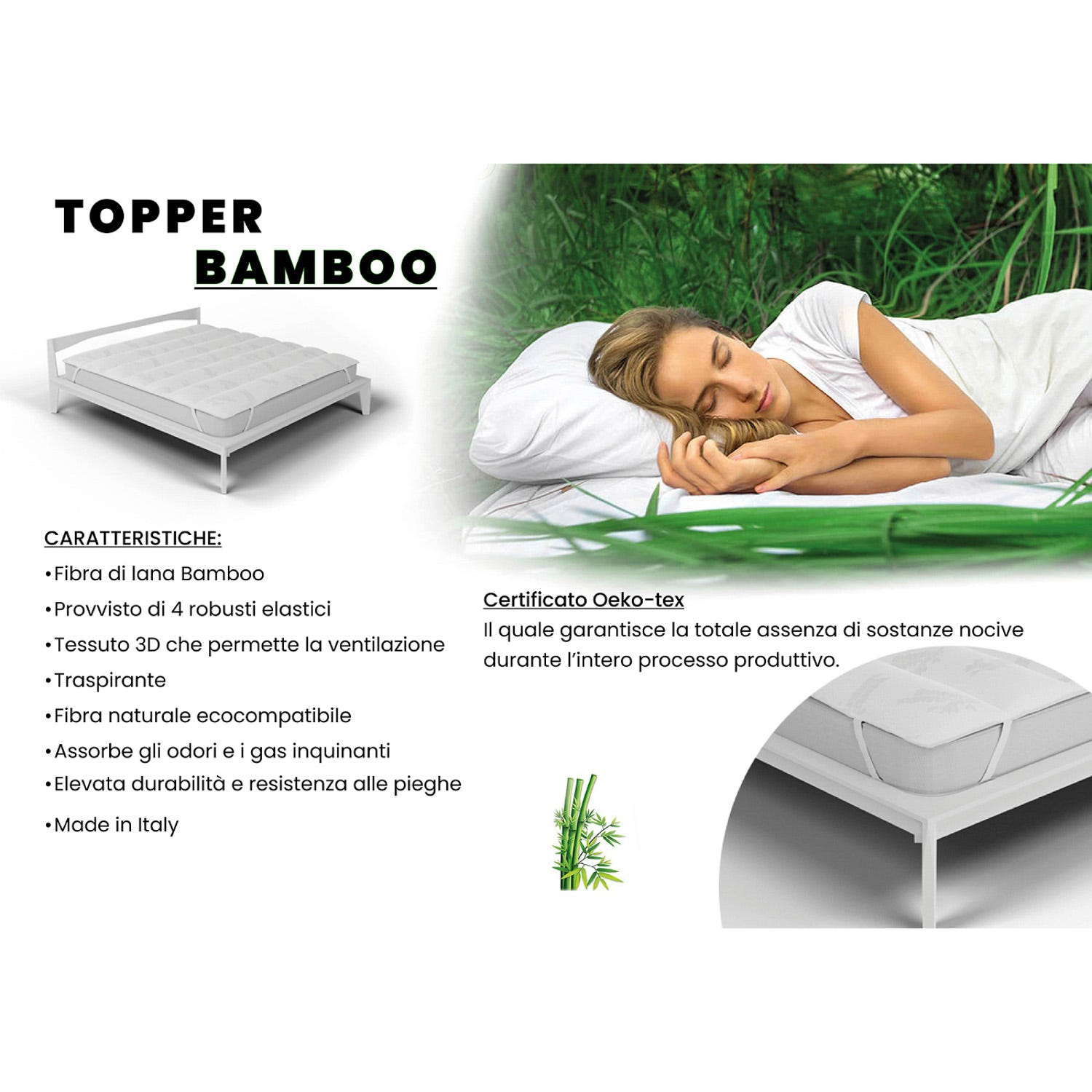 Topper matrimoniale Bamboo Datex