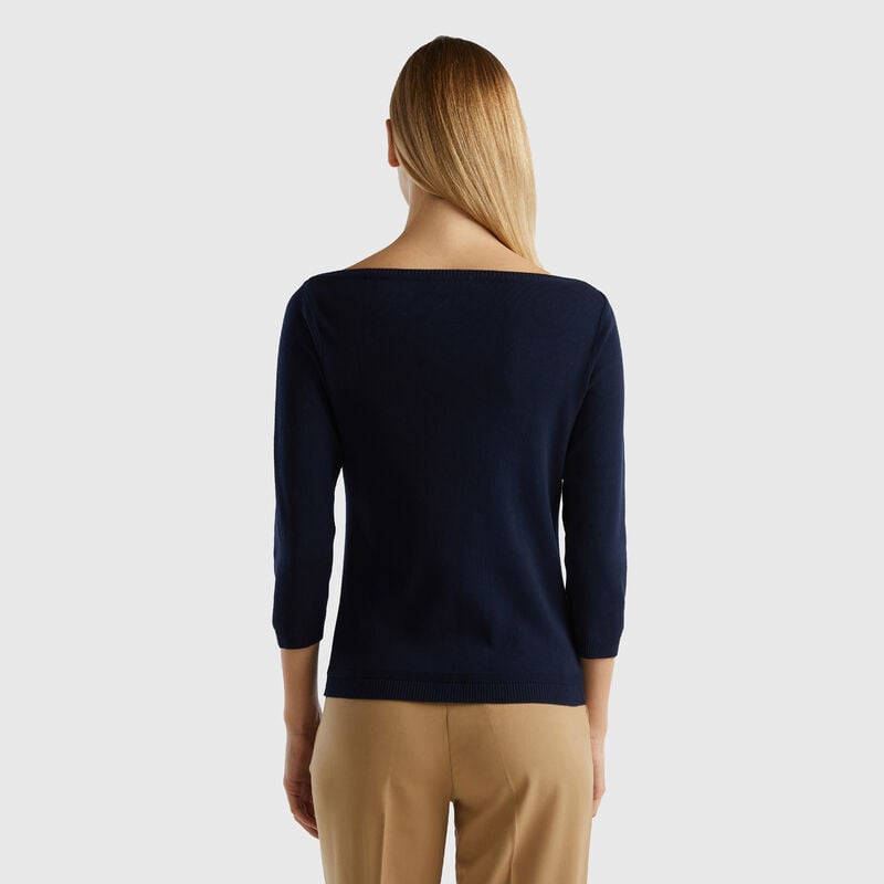 100% cotton boat neck sweater