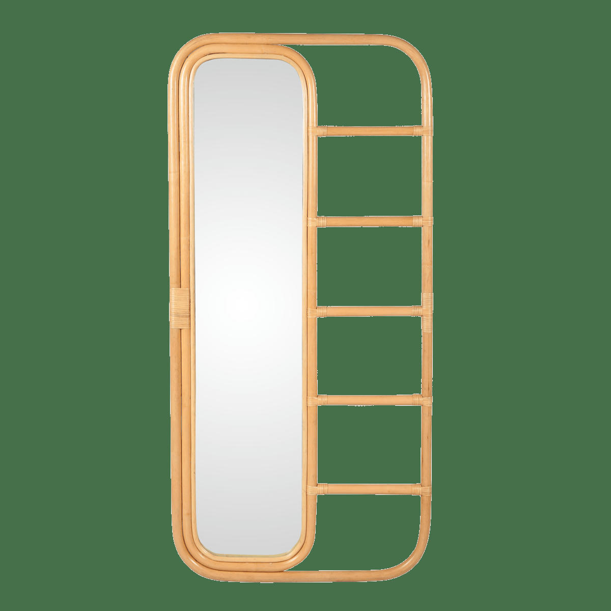 MAJI - Vestiaire miroir rotin naturel finition miel h 152 cm Maji