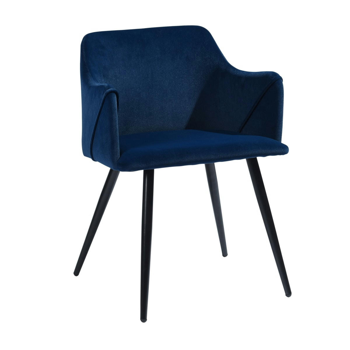 - Lot de 2 chaises  scandinaves tissu bleu marine pieds noir